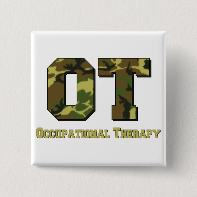 camo letters green pinback button (Front)