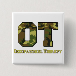 camo letters green pinback button