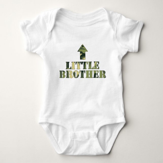 Camo LITTLE Brother shirt / great baby shower idea (Front)