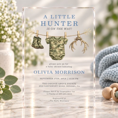 Little Hunter Brown Rustic baby shower invitation