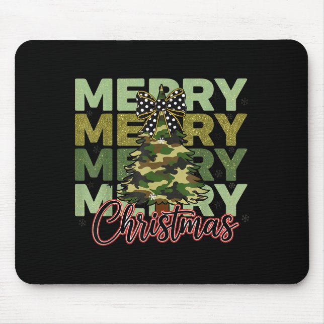 Camo Merry Christmas Camouflage Christmas Tree Coq Mouse Pad (Front)