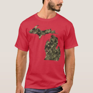 Camo Michigan State Map Detroit Mitten T-Shirt
