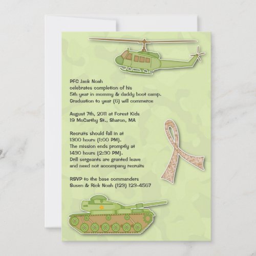 Camo Military Birthday Flat Invitation