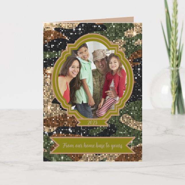Camo Military Colors Photo Holiday Card (Front)