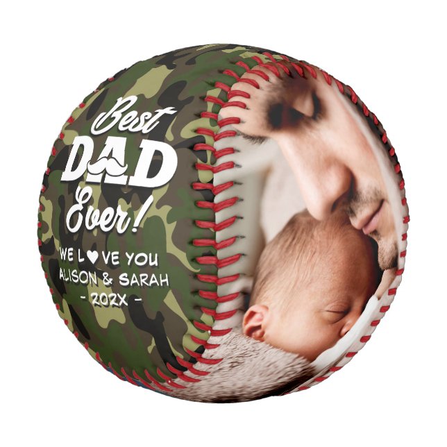 Camo Military Father's Day Family Photos Baseball (Angled)