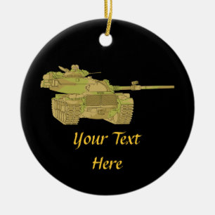 Camo Military Tank Design Ceramic Ornament