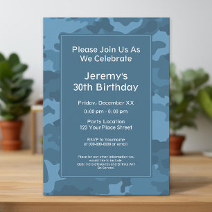 Camo Military Theme Birthday Party Invitation