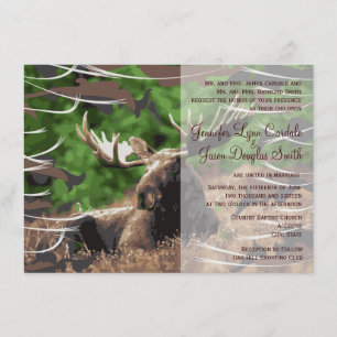 Camo Moose Hunting Theme Wedding Invitations