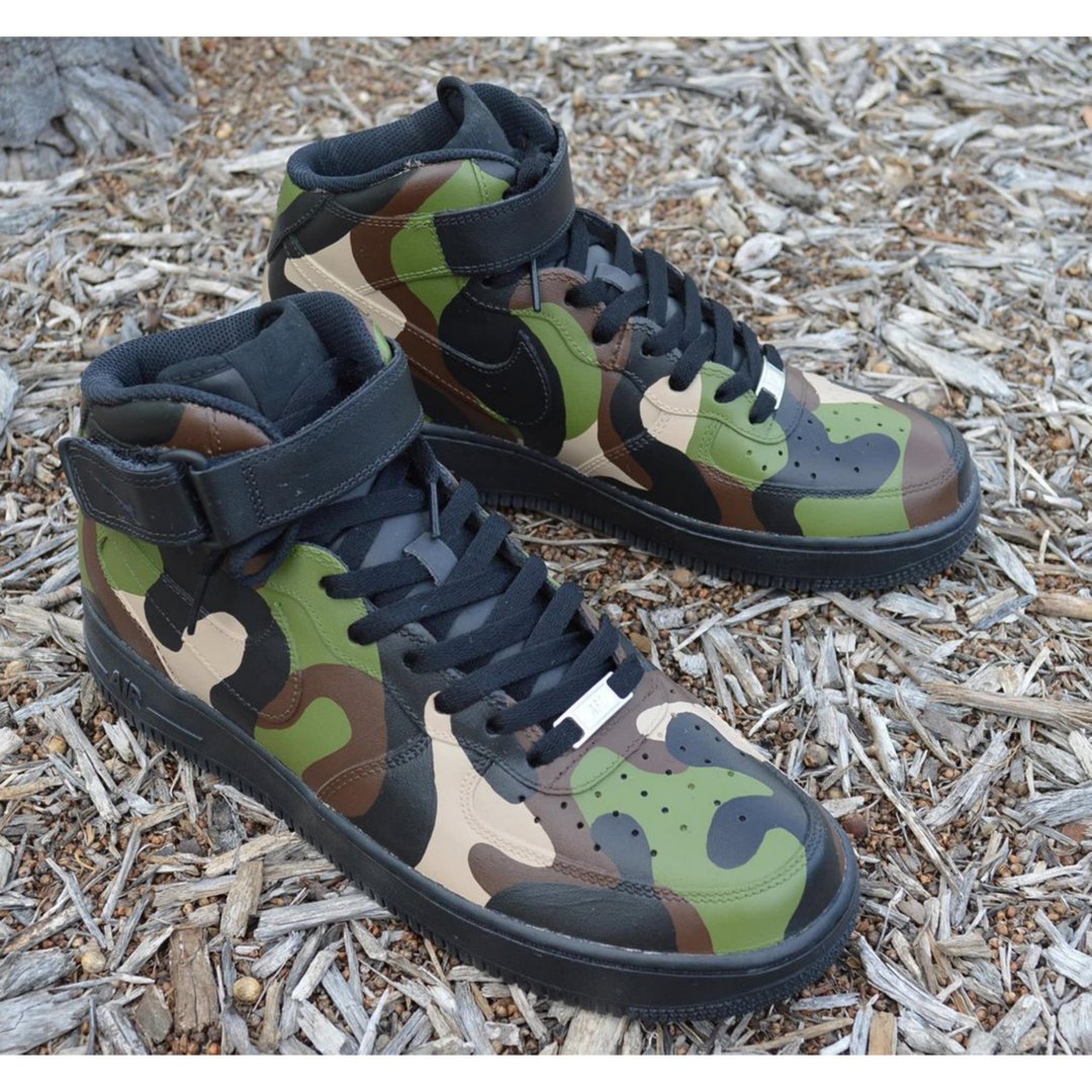 Camo Nike Air Force 1 Mids - Hand Painted | Zazzle