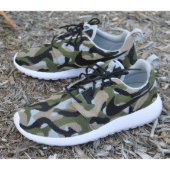Camo Nike Roshe One - Custom Hand Painted Sneakers (Front Left)