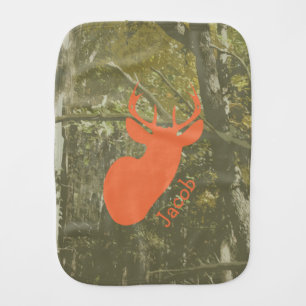 Camo + Orange Deer Burp Cloth