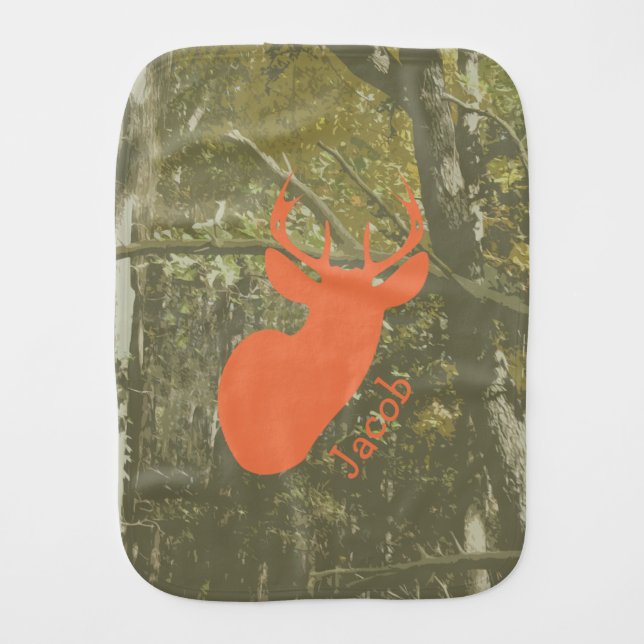 Camo + Orange Deer Burp Cloth (Front)