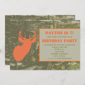 Camo & Orange Deer Head Birthday Party Invite (Front/Back)