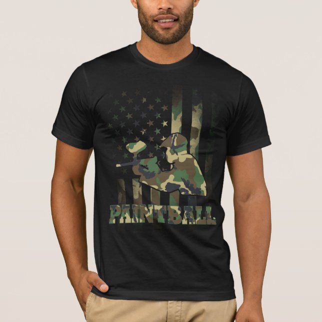 Camo Paintball Flag Shirt for Tactical Game Fans	 (Front)
