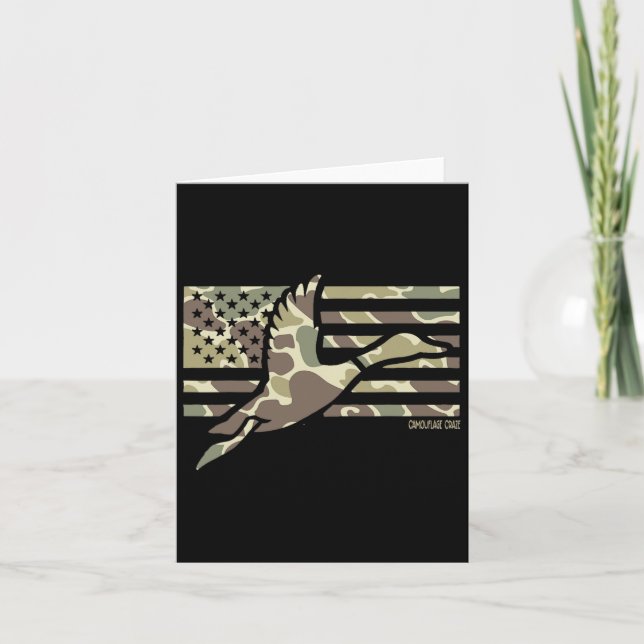 Camo Patriotic Mallard Duck Camouflage Flying Duck Card (Front)