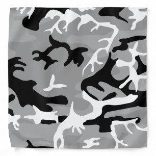Camo Pattern - Black and White Bandana
