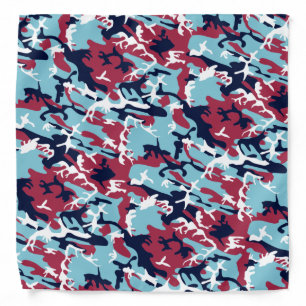 Camo Pattern - Burgundy Navy Blue White Bandana