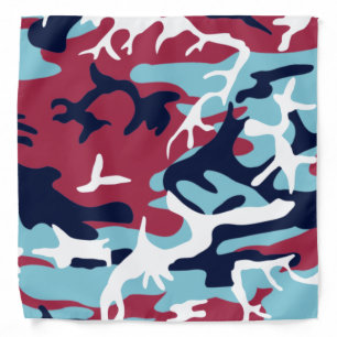 Camo Pattern - Burgundy Navy Blue White Bandana