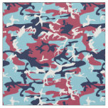 Camo Pattern - Burgundy Navy Blue White Fabric