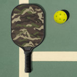 Camo Pattern Cool Camouflage Custom Text Name Pickleball Paddle<br><div class="desc">Super cool pickleball paddle featuring a green camo pattern. Add your custom text to the bottom edge to personalize your paddle - company name, pickleball club name or easily add your personal name and phone number so you'll never lose your paddle again!! Whether you're heading out for rec or competitive...</div>