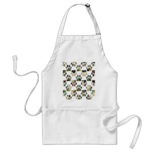 Camo Pattern Dog Paw Print Adult Apron