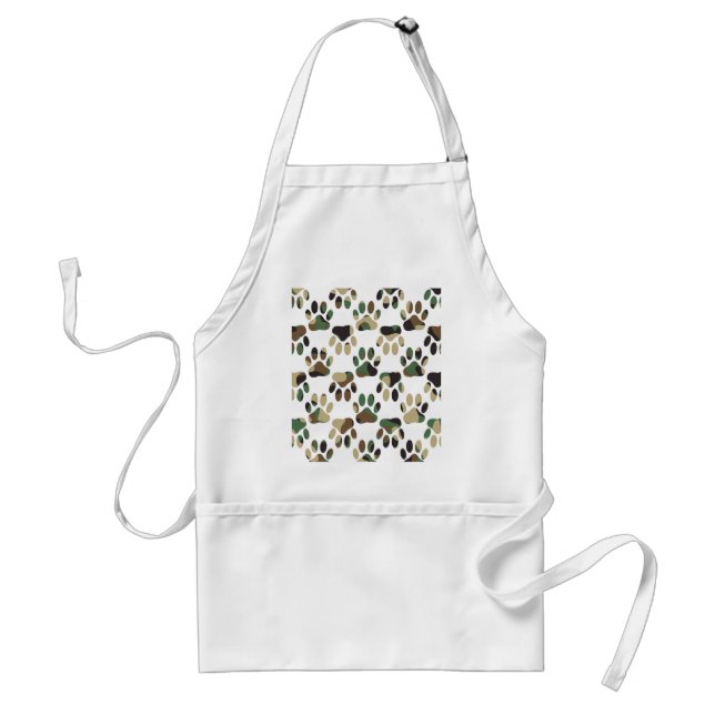 Camo Pattern Dog Paw Print Adult Apron (Front)