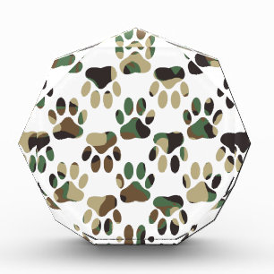 Camo Pattern Dog Paw Print Award