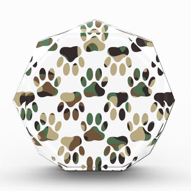 Camo Pattern Dog Paw Print Award (Front)