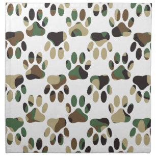 Camo Pattern Dog Paw Print Cloth Napkin