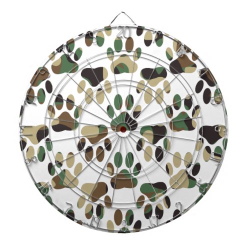 Camo Pattern Dog Paw Print Dart Board