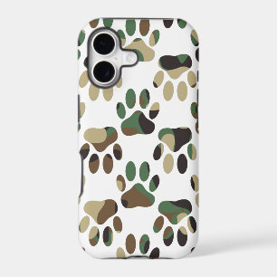 Camo Pattern Dog Paw Print iPhone 17 Case