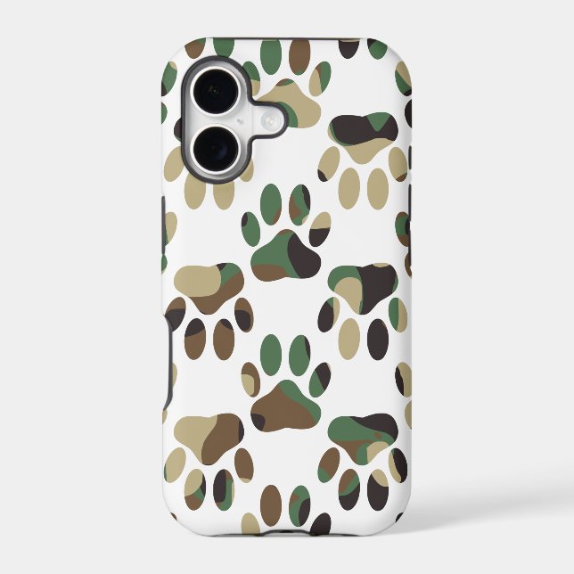 Camo Pattern Dog Paw Print Iphone Case (Back)