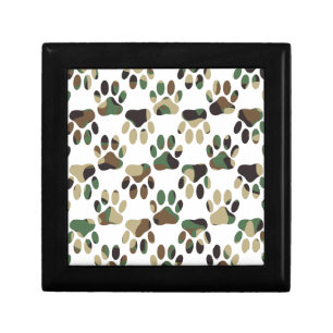 Camo Pattern Dog Paw Print Jewelry Box