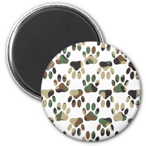 Camo Pattern Dog Paw Print Magnet