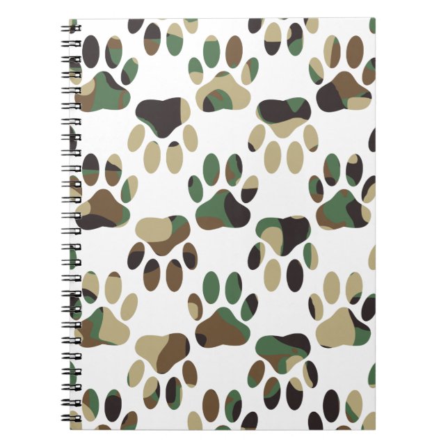 Camo Pattern Dog Paw Print Notebook (Front)