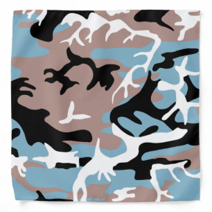 Camo Pattern - Grayish Red White Blue Black Bandana