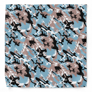 Camo Pattern - Grayish Red White Blue Black Bandana