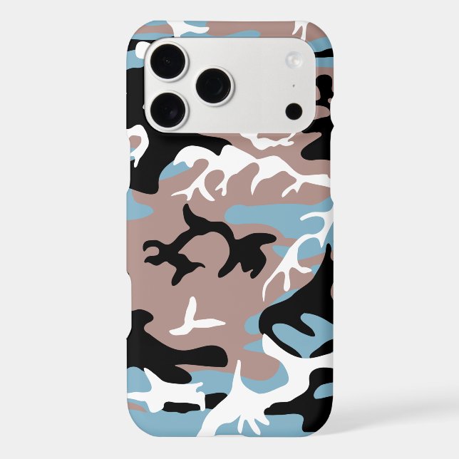 Camo Pattern - Grayish Red White Blue Black Iphone Case (Back)