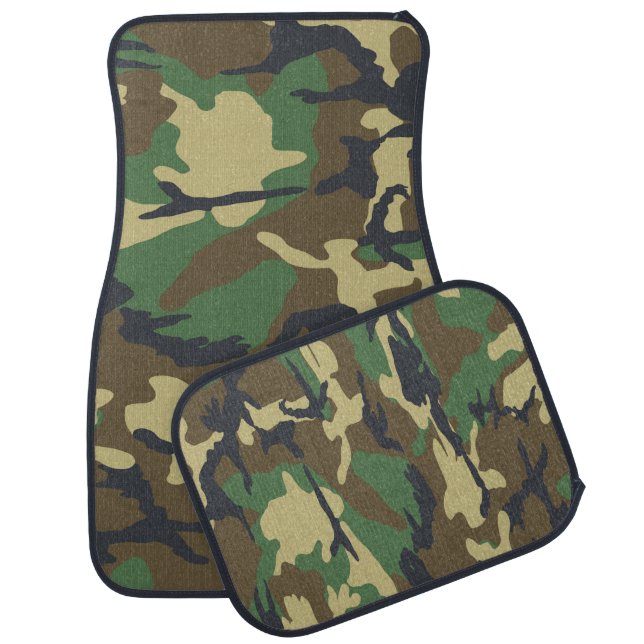 Camo Pattern Green And Brown Car Floor Mat (Set)