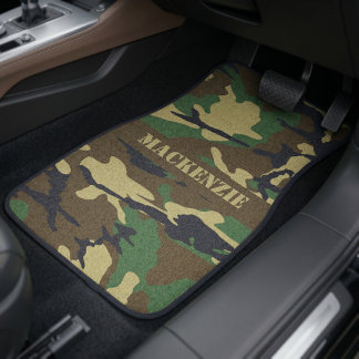 Camo Pattern Green And Brown Personalized Car Floor Mat