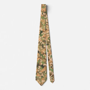 Camo Pattern - Green Orange Brown Black Neck Tie