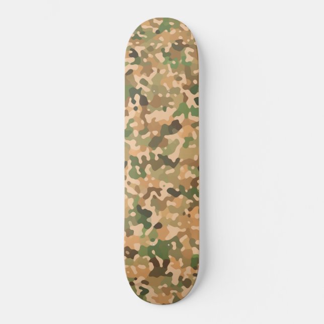Camo Pattern - Green Orange Brown Black Skateboard Deck (Front)