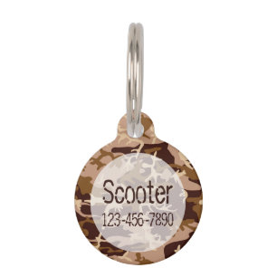 Camo Pattern Monogram Pet Name Tag Dog & Cat