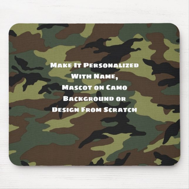 Camo Pattern Mouse Pad, Personalized Name Mascot Mouse Pad (Front)