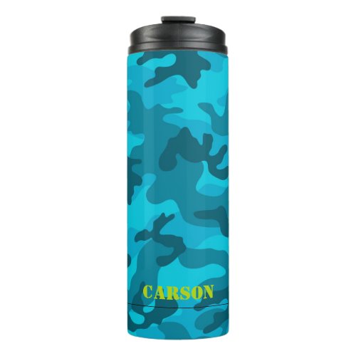 Camo Pattern Name Sports Colorful Blue Fun Thermal Tumbler