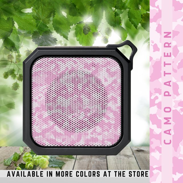 Camo Pattern Pastel Pink Girly Camouflage  Bluetooth Speaker (Trendy camo bluetooth speaker)