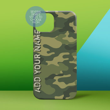 Camo Pattern - Personalize With Your Name Iphone 15 Case by My2Cents at Zazzle