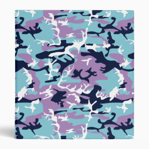 Camo Pattern - Purple Navy Blue White 3 Ring Binder