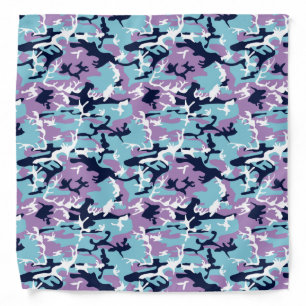 Camo Pattern - Purple Navy Blue White Bandana
