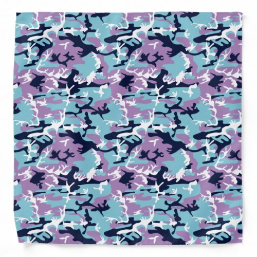 Camo Pattern _ Purple Navy Blue White Bandana